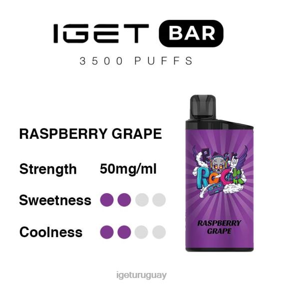 Discount IGET Vapes barra 3500 inhalaciones 4J22T280 uva frambuesa