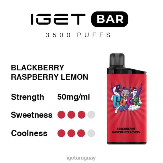 IGET Online barra 3500 inhalaciones 4J22T296 mora frambuesa limón