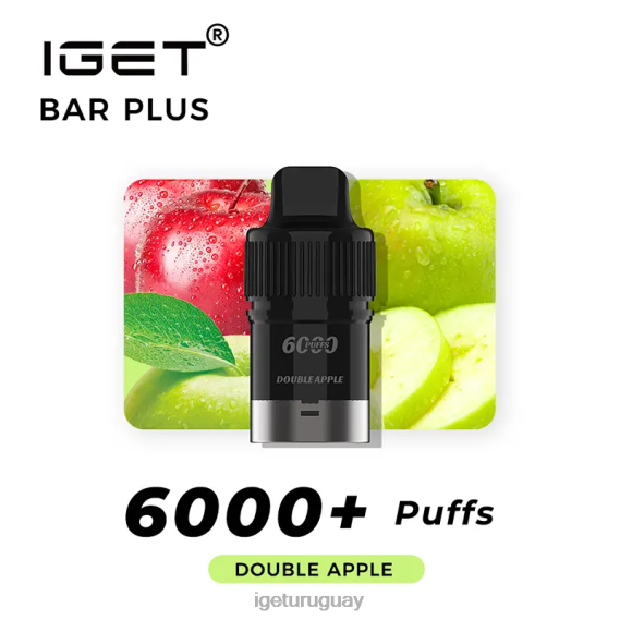 IGET Bar Discount barra sin nicotina plus pod 6000 inhalaciones 4J22T378 manzana doble
